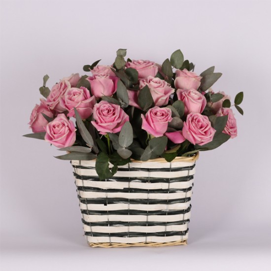 Pink Flowers Basket