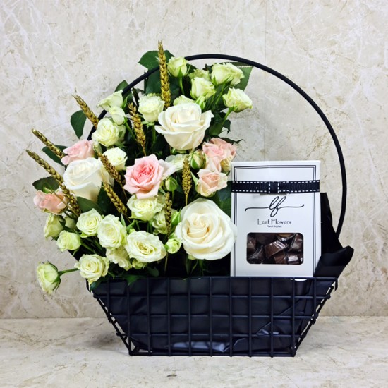 Basket Flowers With Chocolate